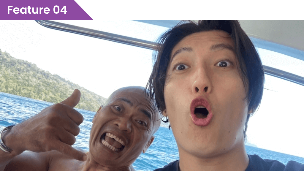 若干二十歳にて、パラオ、インドネシアに渡った柔軟さ・突破力・フットワークの軽さを持ちつつ、国内外の経験をベースに「語れる人」である点が他にはない強みです。